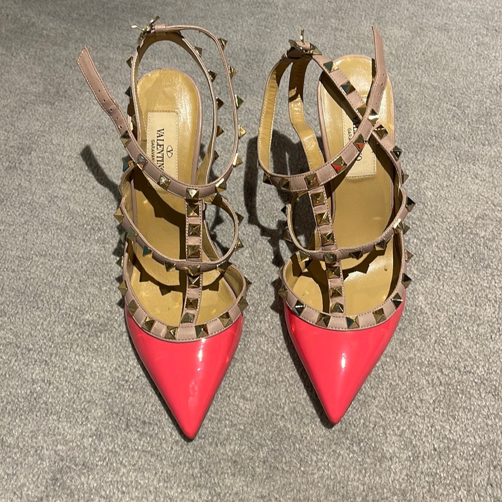 Hot pink patent Valentino rockstuds size 36.5